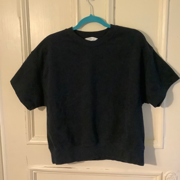 Black Short Sleeve Sweatshirt S NWOT - Picture 1 of 3
